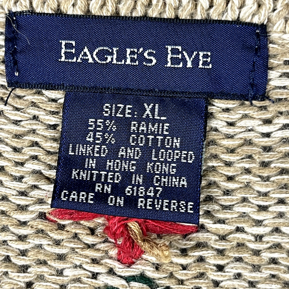 VTG Eagles Eye Cardigan Sweater Womens XL 3D Knit Chunky Christmas Artsy 90s - Picture 5 of 16